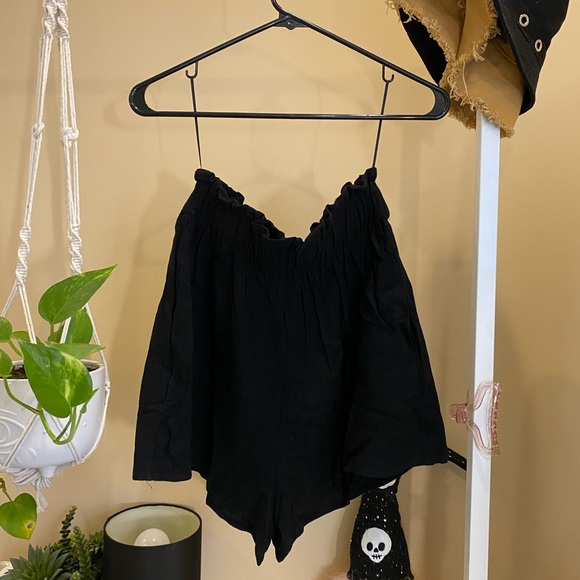 Shop Priceless Aria Black Tie Front Bandeau Top and Shorts Set - Picture 3 of 5